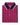 The Sarasota Polo: Golf Girl Ruby is a folded pink polo crafted from luxury performance fabric featuring small, dark golfer silhouettes. It boasts a dark blue collar with white trim, three white buttons, and provides stylish comfort with four-way stretch.