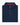 The Sunny Isles Polo Navy is laid flat against a white background, featuring a folded heathered solid navy blue design with a collar and three buttons. A subtle texture embellishes it, with JN on the neck label and a small pink accent gracing the inner collar lining.